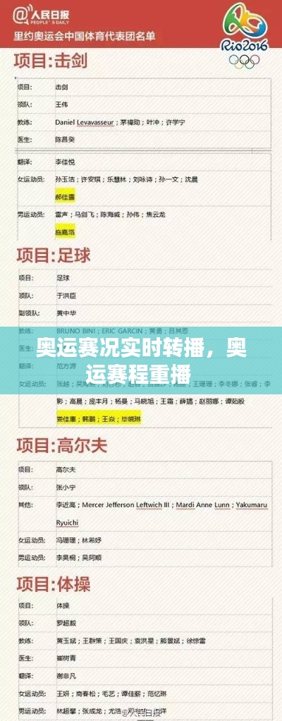 奥运赛况实时转播，奥运赛程重播 