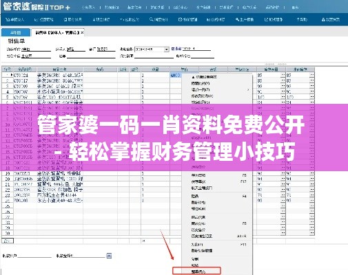 管家婆一码一肖资料免费公开 - 轻松掌握财务管理小技巧