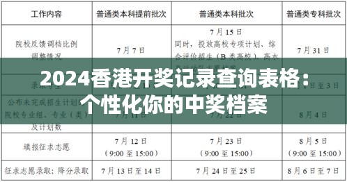 2024香港开奖记录查询表格：个性化你的中奖档案