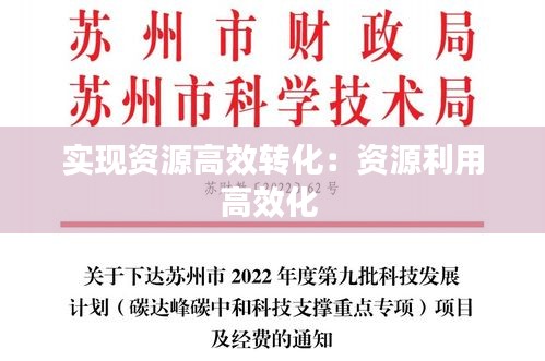 实现资源高效转化:资源利用高效化