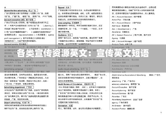各类宣传资源英文:宣传英文短语