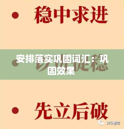 安排落实巩固词汇：巩固效果 