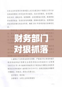 财务部门对狠抓落实措施:财务工作推进措施