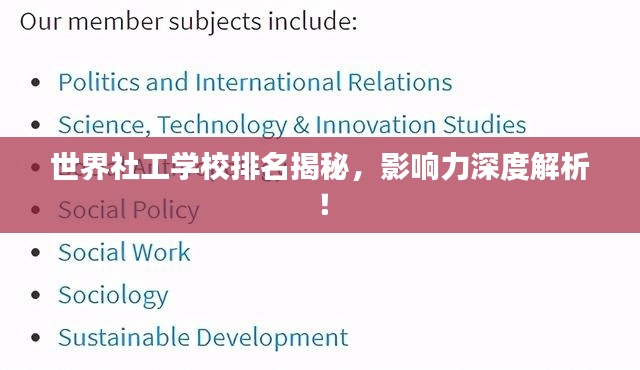 世界社工学校排名揭秘，影响力深度解析！