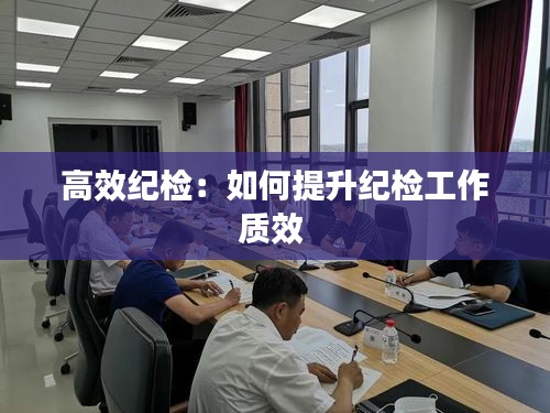 高效纪检：如何提升纪检工作质效 