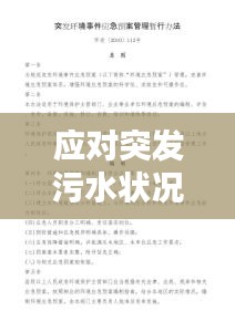 应对突发污水状况,紧急预案实施策略