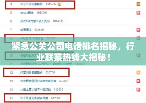 紧急公关公司电话排名揭秘，行业联系热线大揭秘！